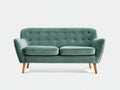 Canapé 2 places-velours-bois-160x85x82 cm-vert d'eau-moderne