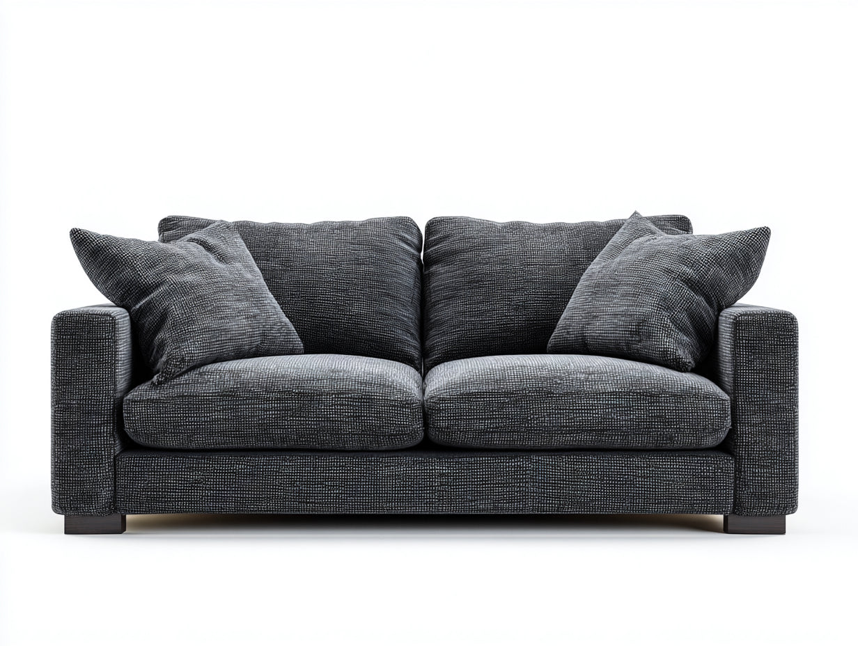 Canapé 2 places-tissu-bois-172x90x86 cm-gris foncé-moderne