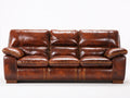 Canapé 3 places - cuir - 210x95x90 cm - brun - vintage classique élégant