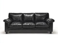Canapé 3 places - cuir - 209x95x88 cm - noir - vintage classique patiné élégant