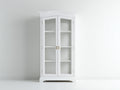 Vitrine-Bois-Verre-98x40x188 cm-Blanc-Style classique