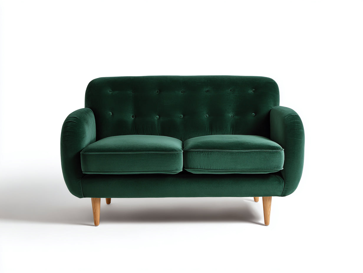 Canapé 2 places - velours-bois - 152x79x83 cm - vert foncé - moderne