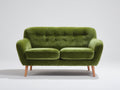 Canapé 2 places-velours-bois-155x82x83 cm-vert olive-moderne