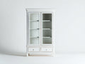 Vitrine-Bois-Verre-112x42x186 cm-Blanc vieilli-Style campagne