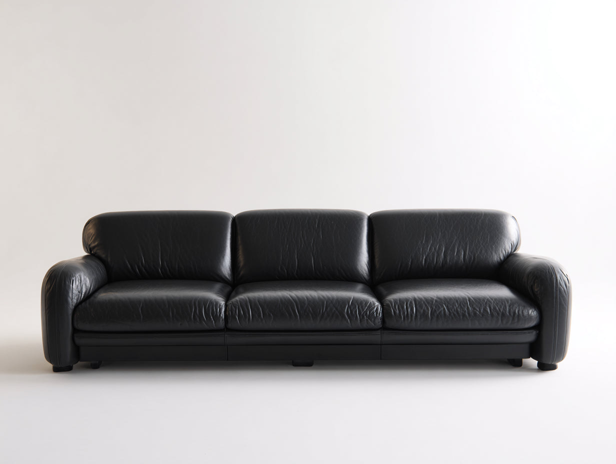Canapé 3 places - cuir - 216x97x89 cm - noir - moderne premium élégant
