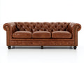 Canapé 3 places - cuir - 214x100x92 cm - brun - Chesterfield vintage capitonné luxe