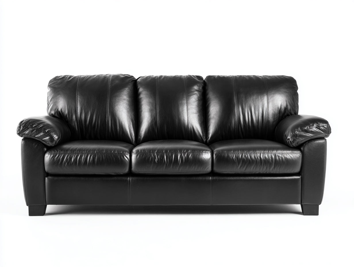 Canapé 3 places - cuir - 212x94x89 cm - noir - classique contemporain élégant
