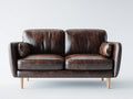 Canapé 2 places-Cuir-Bois-158x84x79 cm-Marron chocolat-Style vintage
