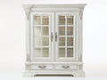Vitrine-Bois-Verre-145x48x218 cm-Blanc ivoire-Style classique