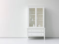 Vitrine-Bois-Verre-104x42x176 cm-Blanc-Style campagne