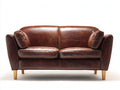 Canapé 2 places-Cuir-Bois-165x87x80 cm-Marron foncé-Style rétro