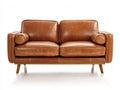 Canapé 2 places-Cuir-Bois-168x88x82 cm-Marron cognac-Style vintage