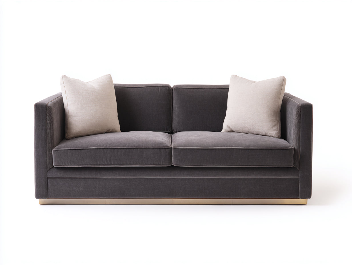 Canapé 2 places-Tissu-178x86x78 cm-Gris anthracite-Style contemporain