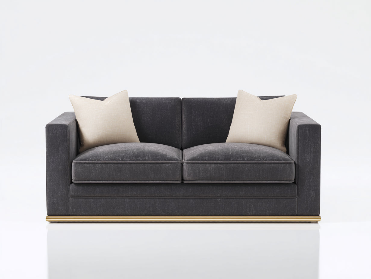 Canapé 2 places-Tissu-180x87x79 cm-Gris foncé-Style design