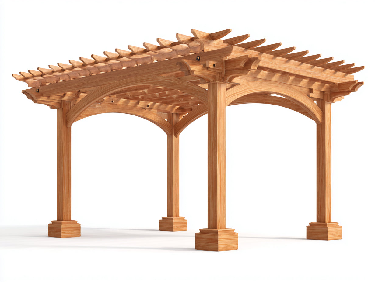 Pergolas et tonnelles - Bois - 420x320x282 cm - Bois miel - Traditionnel
