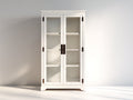 Vitrine-Bois-Verre-108x41x184 cm-Blanc cassé-Style rustique