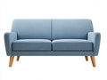 Canapé 2 places-tissu-bois-164x86x84 cm-bleu-moderne