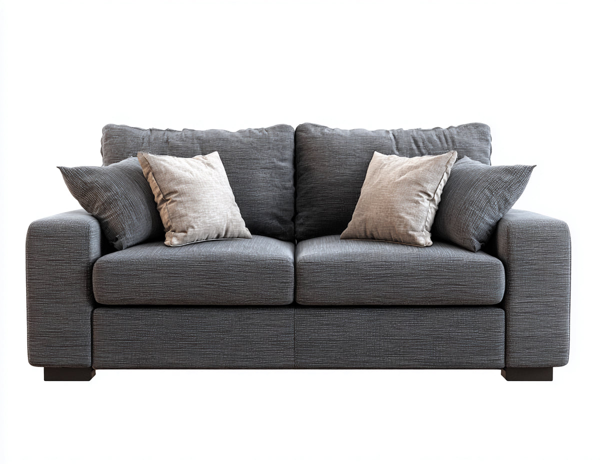 Canapé 2 places-tissu-bois-171x93x86 cm-gris foncé-moderne