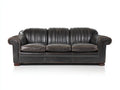 Canapé 3 places - cuir - 211x95x87 cm - noir - vintage patiné classique