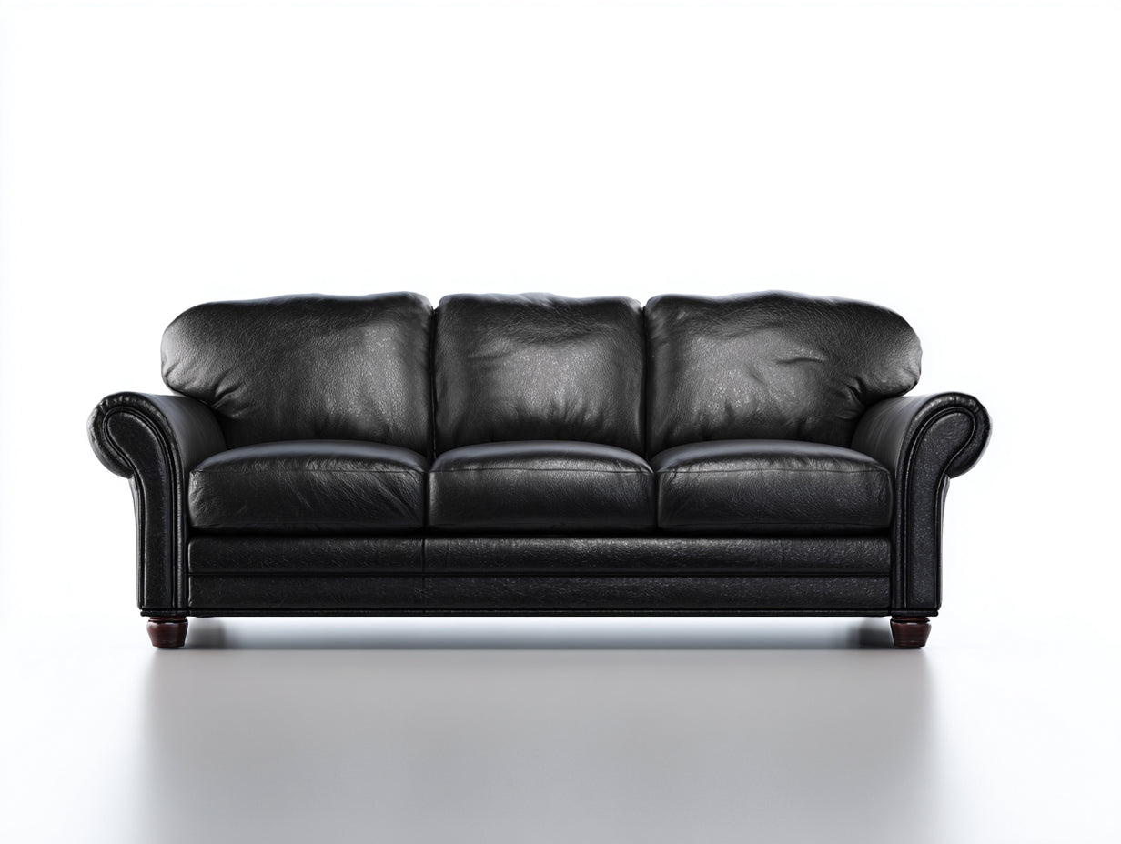Canapé 3 places - cuir - 205x92x88 cm - noir - contemporain élégant