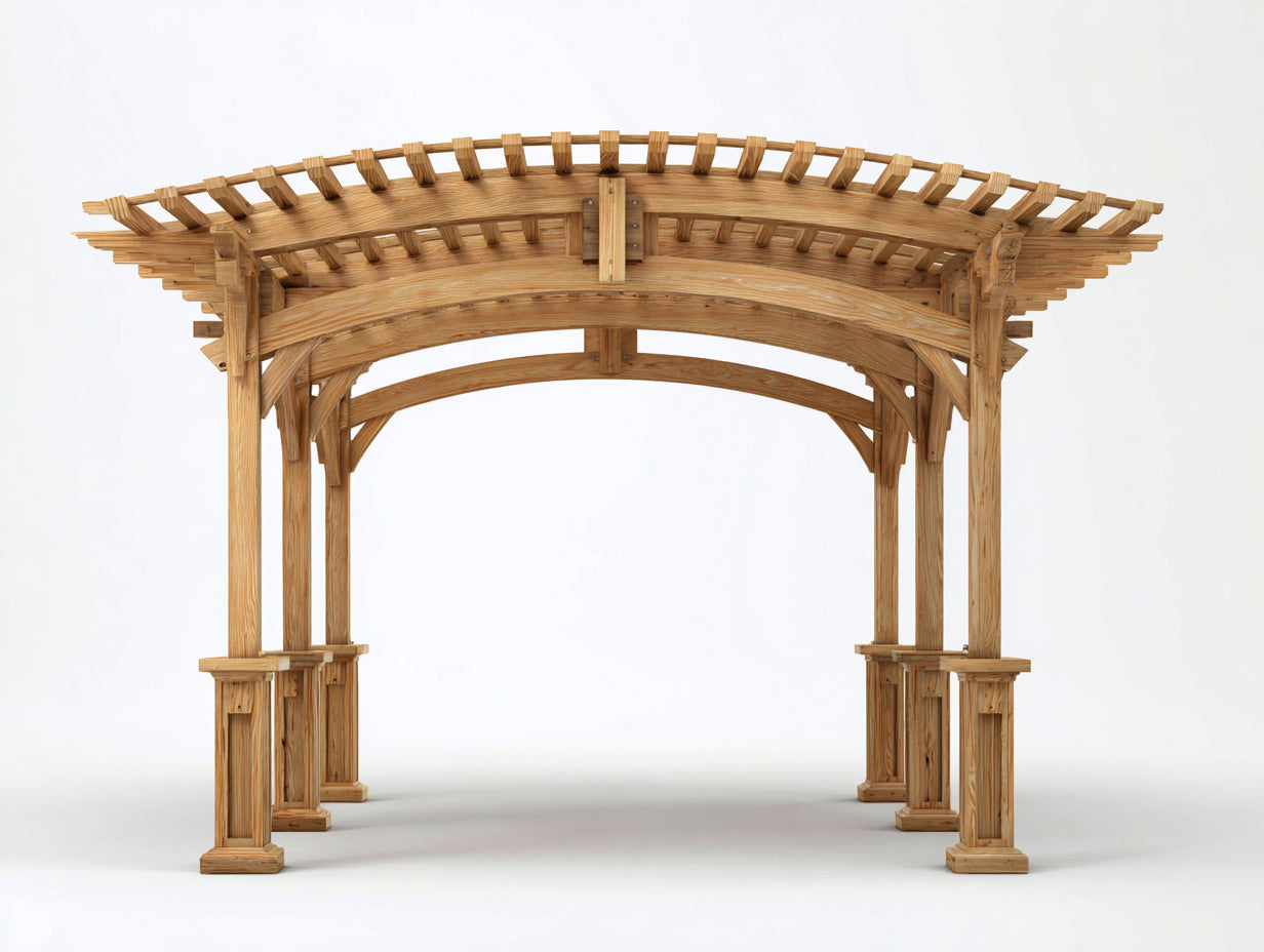 Pergolas et tonnelles - Bois - 360x360x285 cm - Bois naturel - Classique