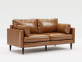 Canapé 2 places-Cuir-Bois-176x88x82 cm-Marron camel-Style contemporain