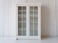 Vitrine-Bois-Verre-118x40x186 cm-Blanc-Bois clair
