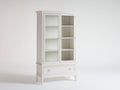 Vitrine-Bois-Verre-103x41x183 cm-Blanc cassé-Style classique