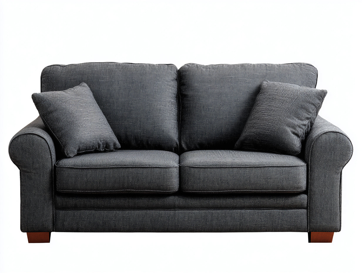 Canapé 2 places-tissu-bois-170x92x88 cm-gris anthracite-moderne