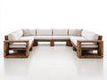 Canapé de jardin-Bois-Tissu-360x280x76cm-Blanc cassé-Bois naturel-Design contemporain