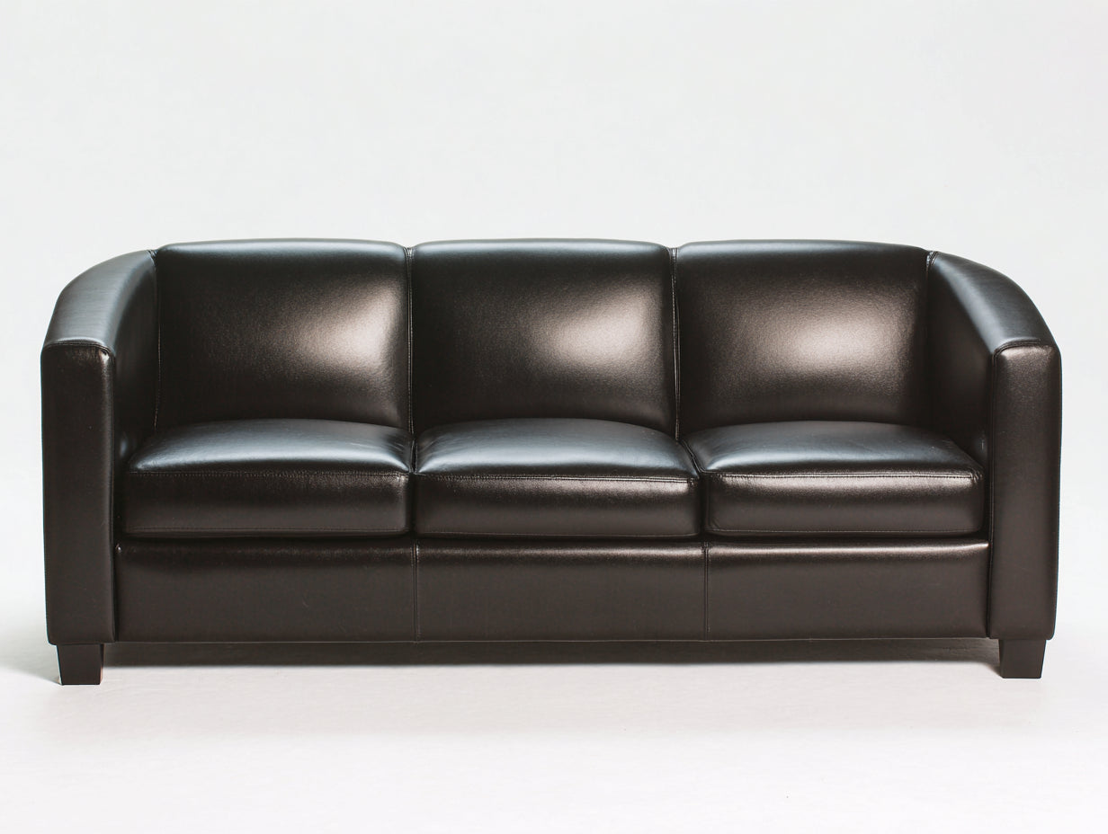 Canapé 3 places - cuir - 202x86x83 cm - noir - moderne minimaliste