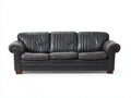 Canapé 3 places - cuir - 213x96x88 cm - noir - vintage classique