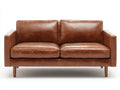 Canapé 2 places-Cuir-Bois-164x86x78 cm-Marron tabac-Style moderne