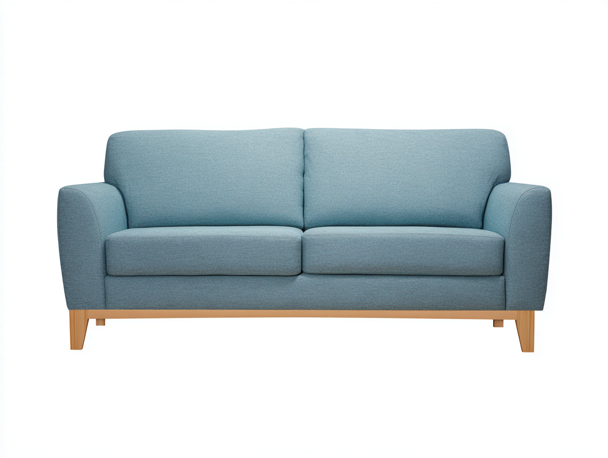 Canapé 2 places-tissu-bois-163x86x83 cm-bleu clair-moderne