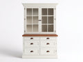 Vitrine-Bois-Verre-132x44x198 cm-Blanc-Marron-Style campagne