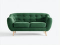 Canapé 2 places-velours-bois-158x84x81 cm-vert canard-moderne